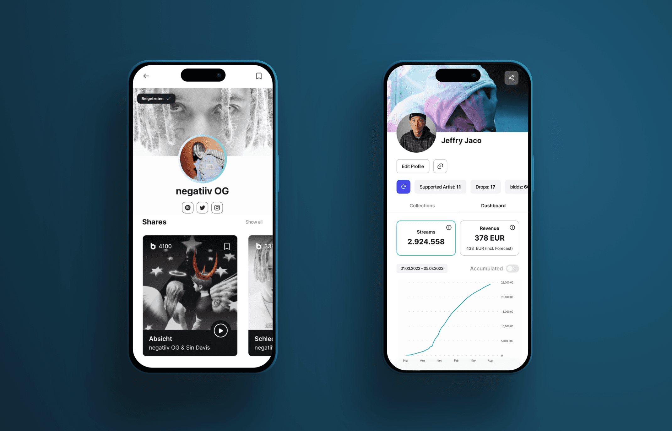 Biddz fan app screens